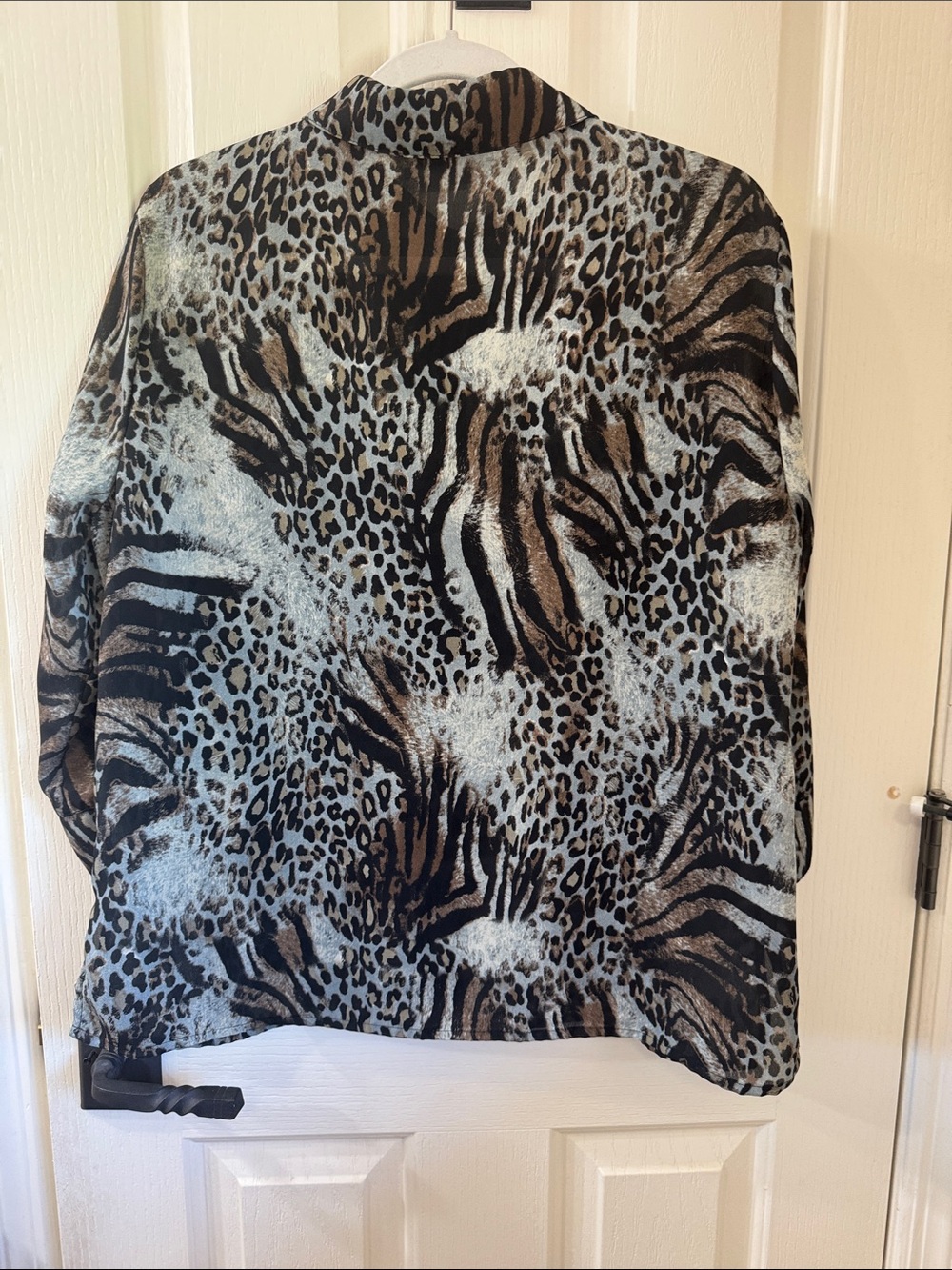 Women's Animal Print Button-Down Blouse in Brown/Black - Picture 3 of 6